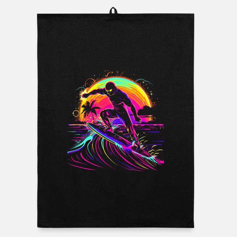 Surfeur Vaporwave Torchon bio