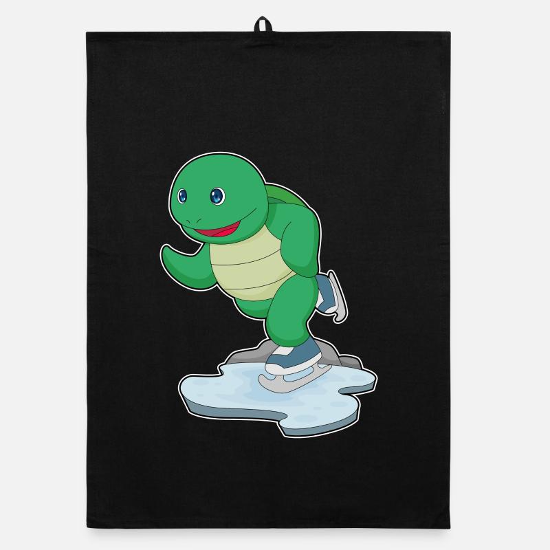 Turtle Ice Skating Skates Organic dish towel