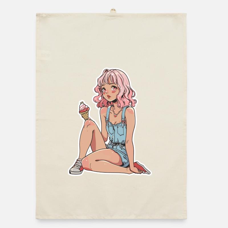 Eiscreme Mädchen Organic Geschirrtuch