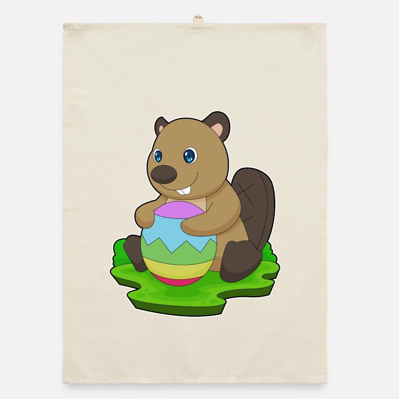 Beaver Easter Easter Egg Organic dish towel