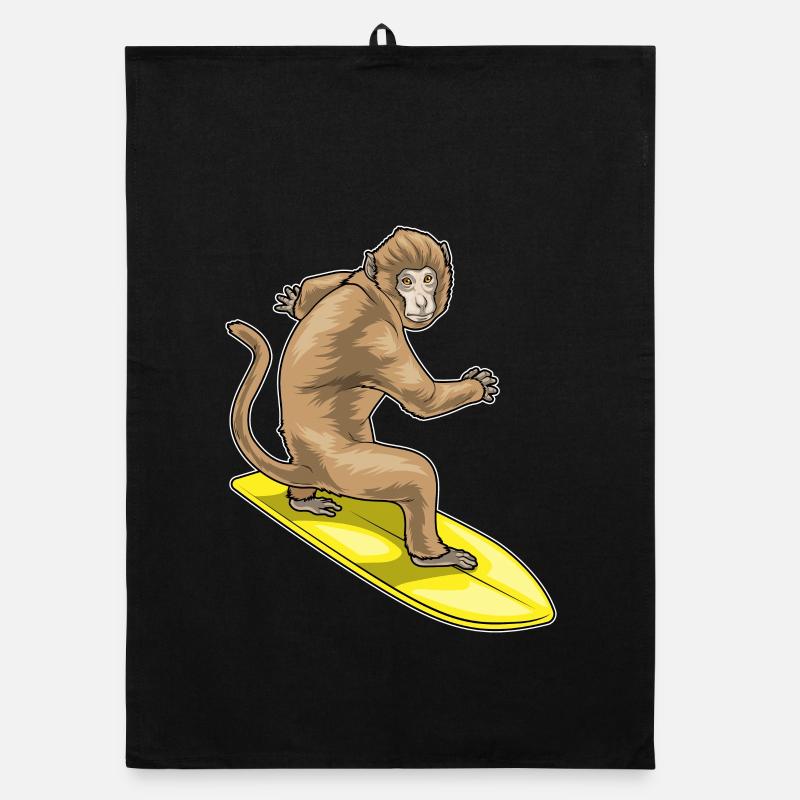 Affe Surfen Surfbrett Sommer Organic Geschirrtuch