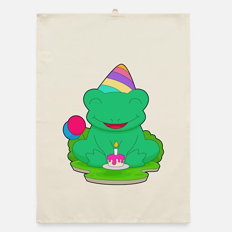 Frog Birthday Party Hat Organic dish towel