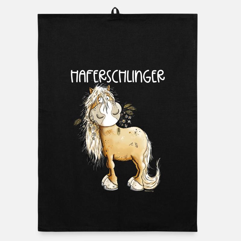 Haflinger Pferd Haferschlinger Wortspiel Organic Geschirrtuch