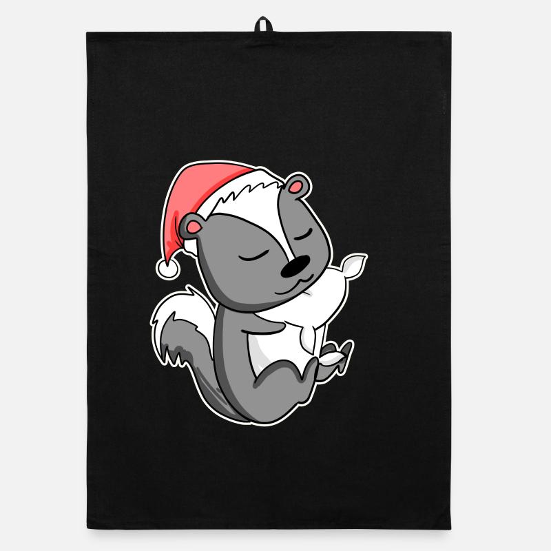 Skunk Mignon Fatigué Dormir À Noël Torchon bio