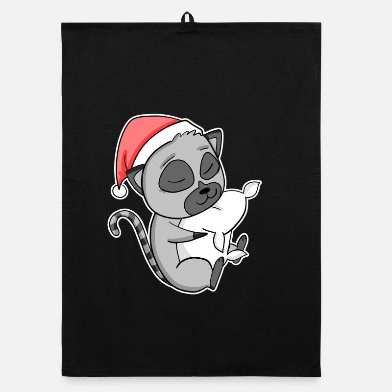 Lemurs Cute Tired Sleeping In Christmas Organic dish towel