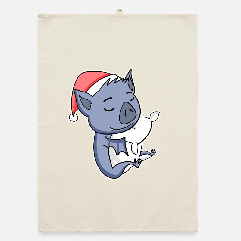 Bat Cute Tired Sleeping In Christmas Organic dish towel