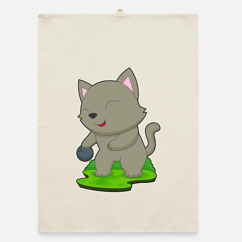 Katze Bowling Bowlingkugel Organic Geschirrtuch