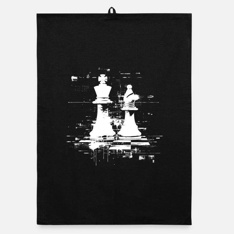 Chess Checkers and King Sketch Organic dish towel