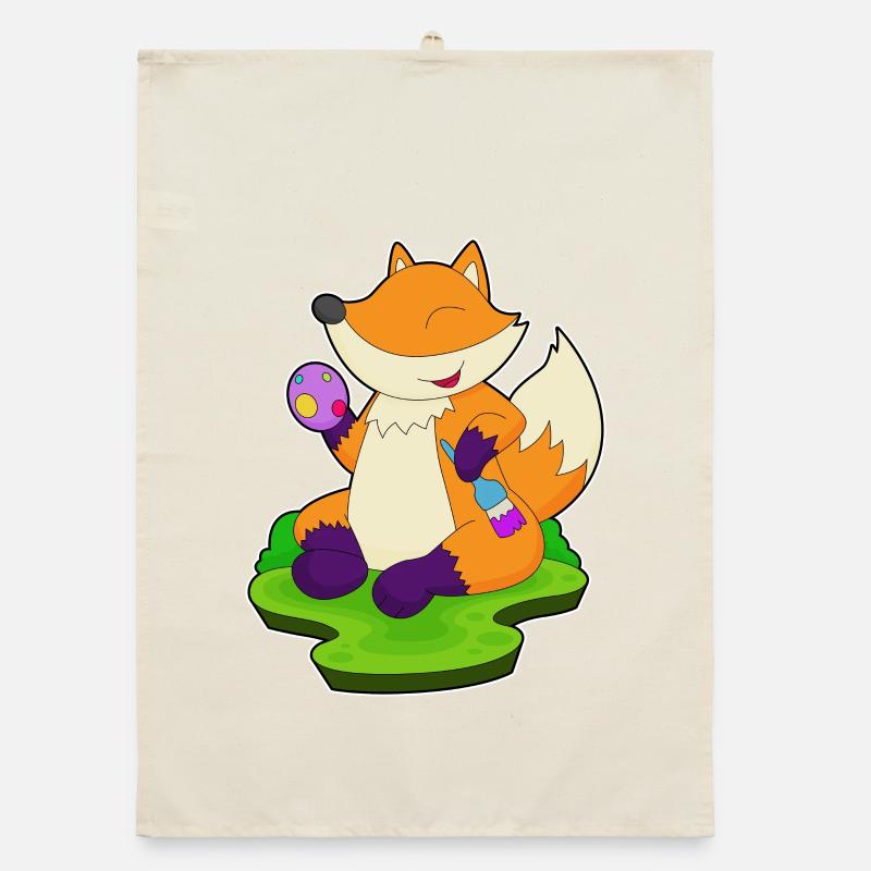 Fox Easter Painting Organic dish towel