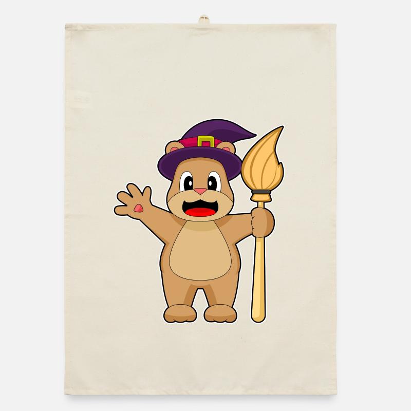 Bear Witch Broom Organic dish towel