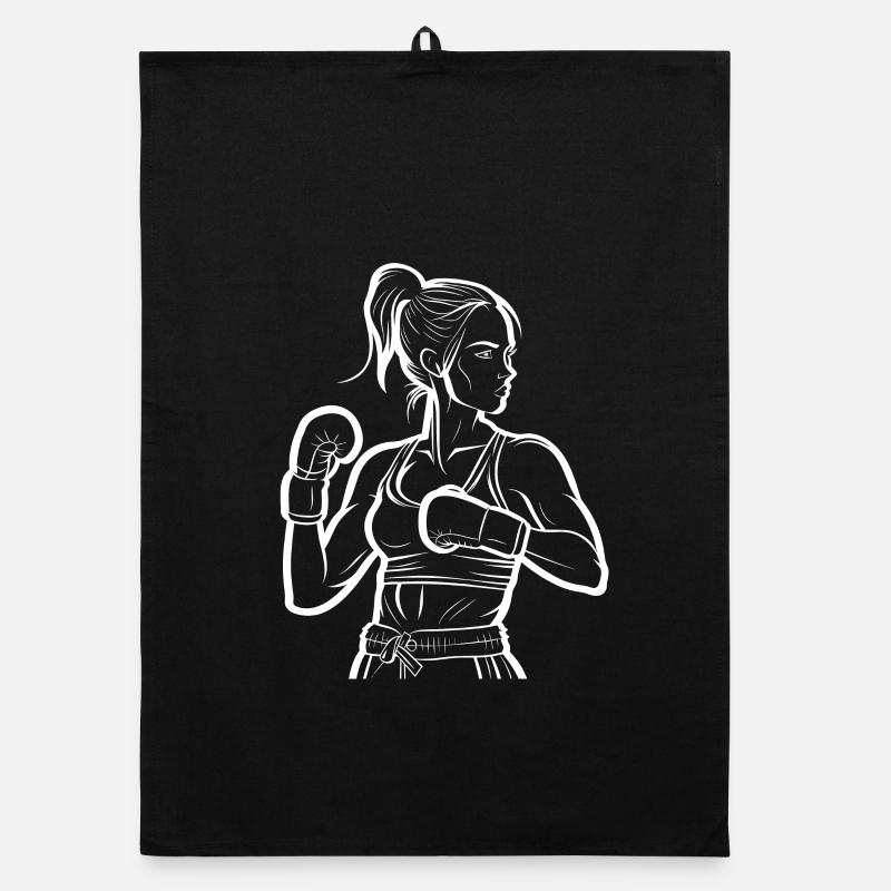 Boxerin Line Art Organic Geschirrtuch
