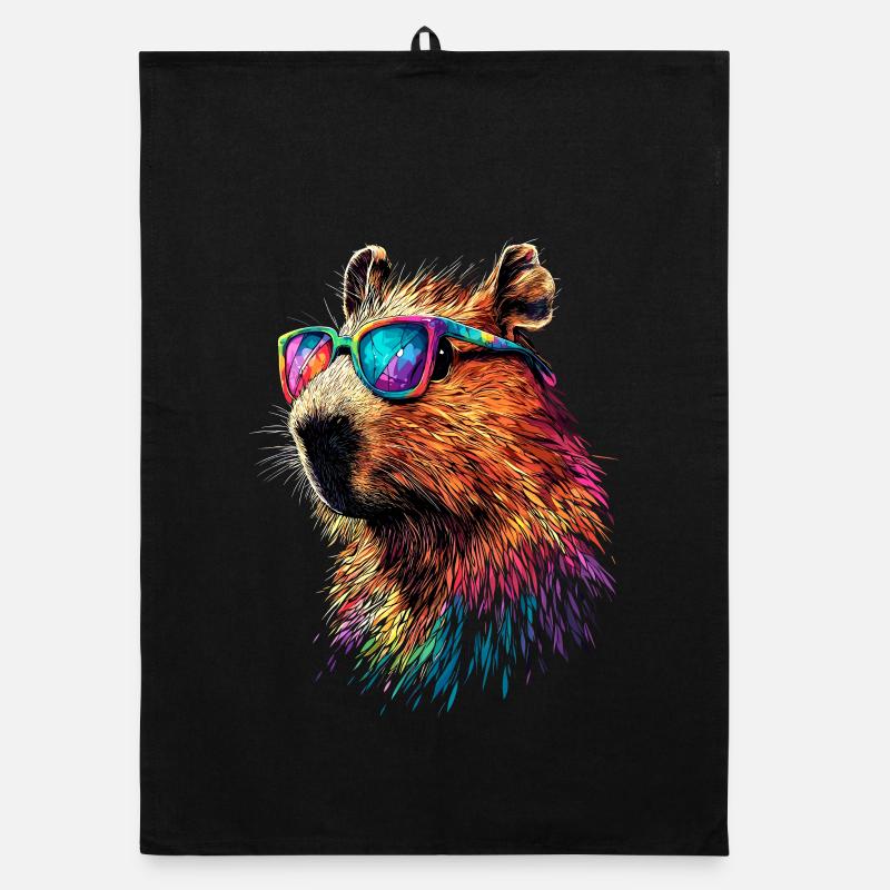 Lunettes de soleil Capybara Coloré Popart Capybara Torchon bio