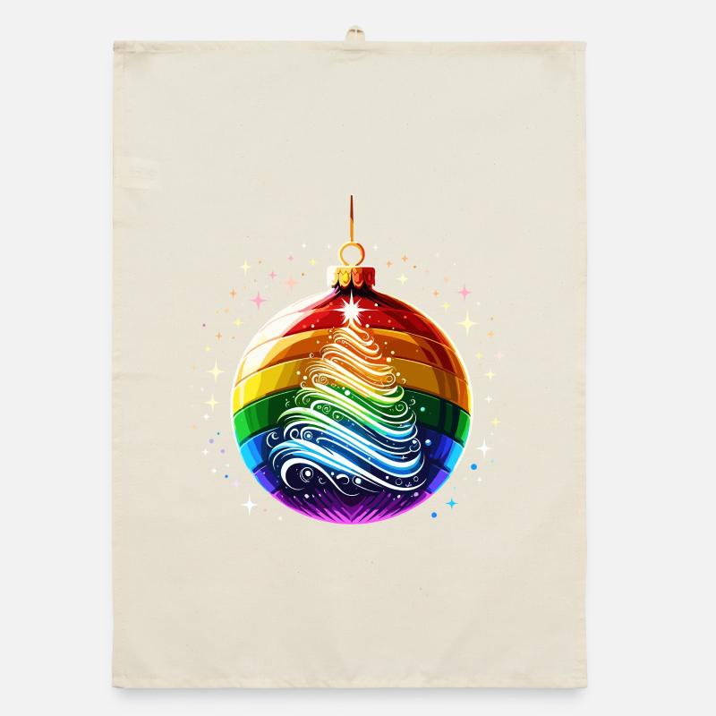 Regenbogen Weihnachtskugel Organic Geschirrtuch