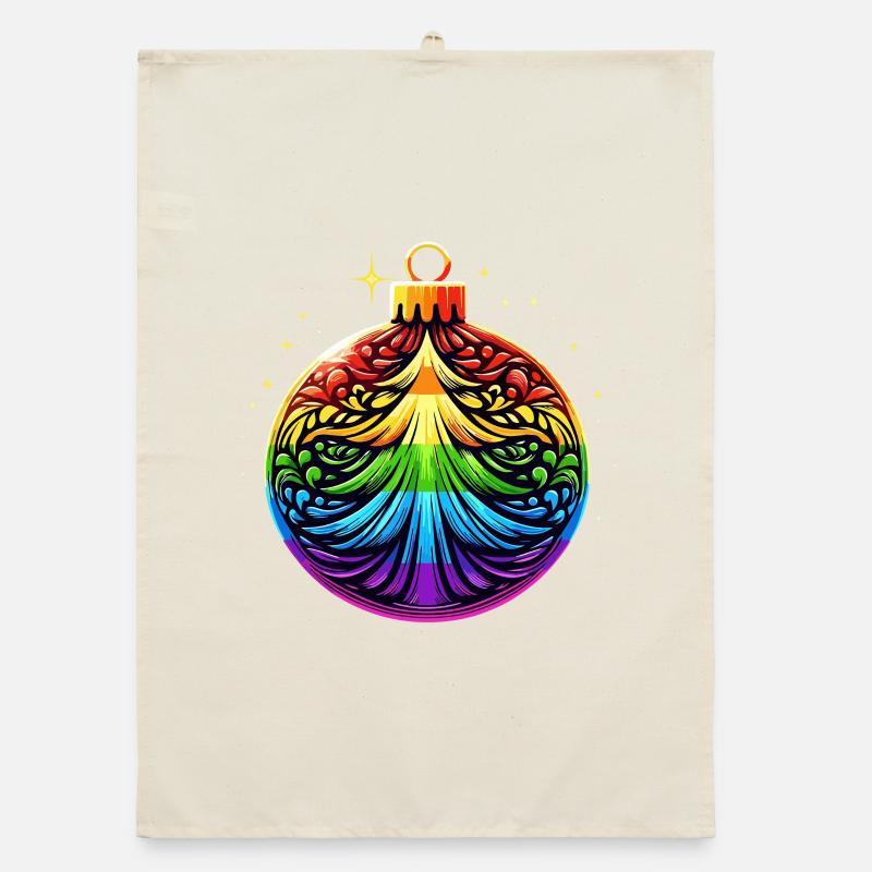Regenbogen Weihnachtskugel mit Tannenbaum Ornament Organic Geschirrtuch