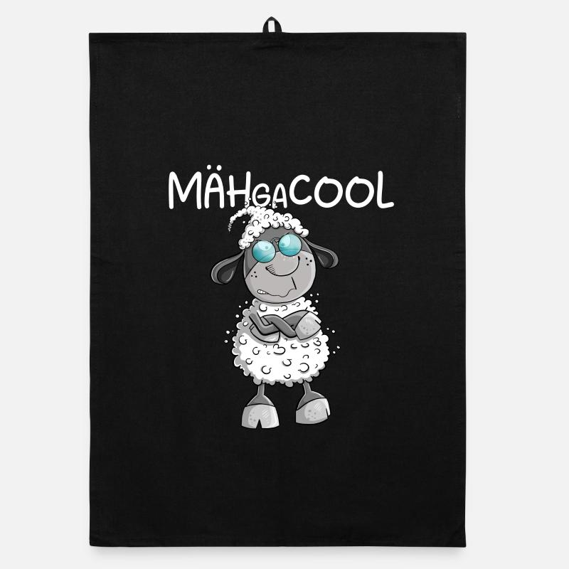 Megacooles Schaf I Mähgacool Wortspiel - Organic Geschirrtuch - Schwarz