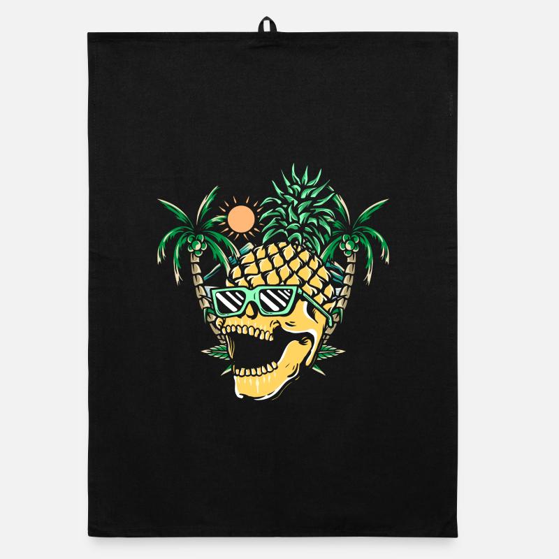 Funny pineapple skull Organic Geschirrtuch