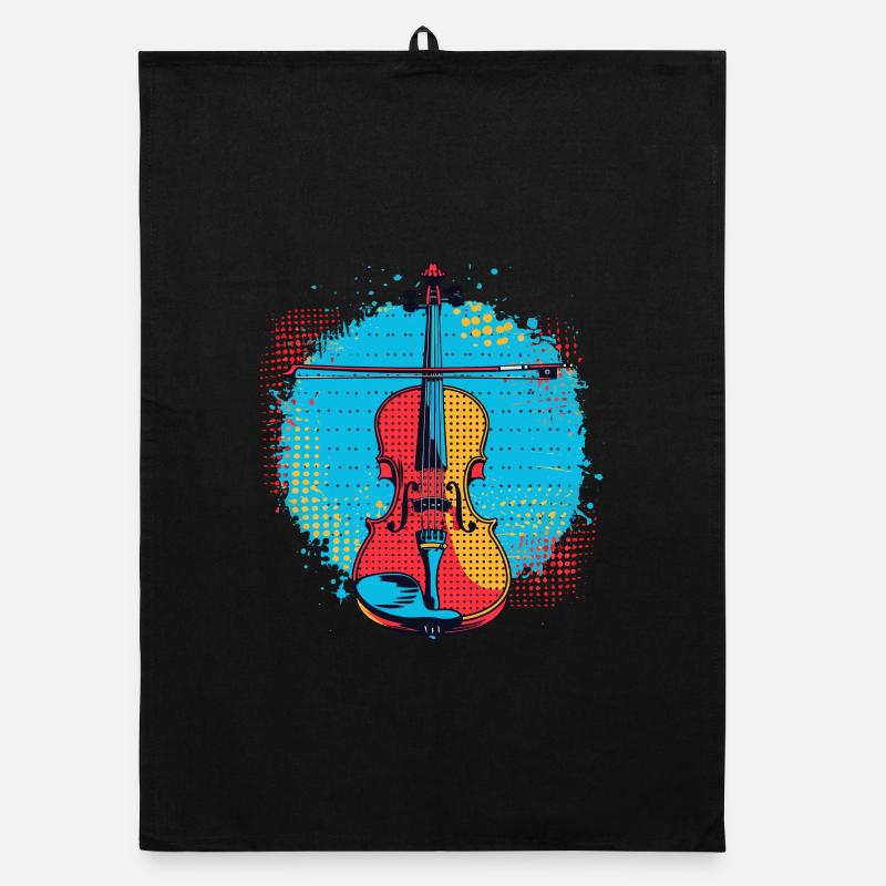 Violin Drawing Organic dish towel
