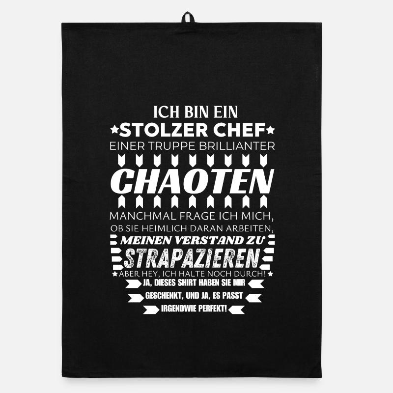 ICH BIN EIN STOLZER CHEF BRILLIANTER CHAOTEN TEAM - Organic Geschirrtuch - Schwarz