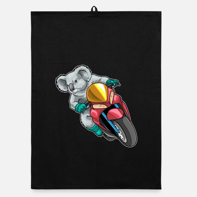 Koala Motorrad - Organic Geschirrtuch - Schwarz