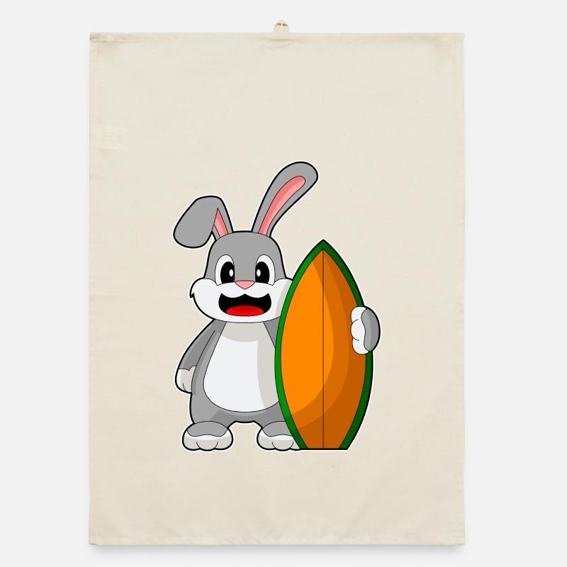Bunny Surfer Surfboard Organic dish towel