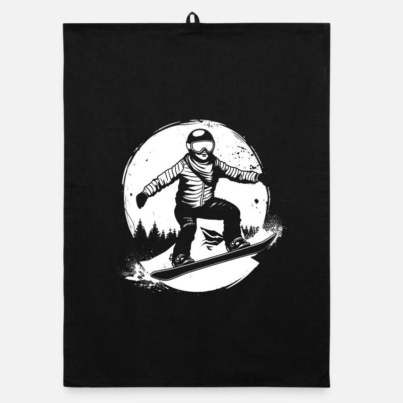 Snowboarder Drawing Organic dish towel