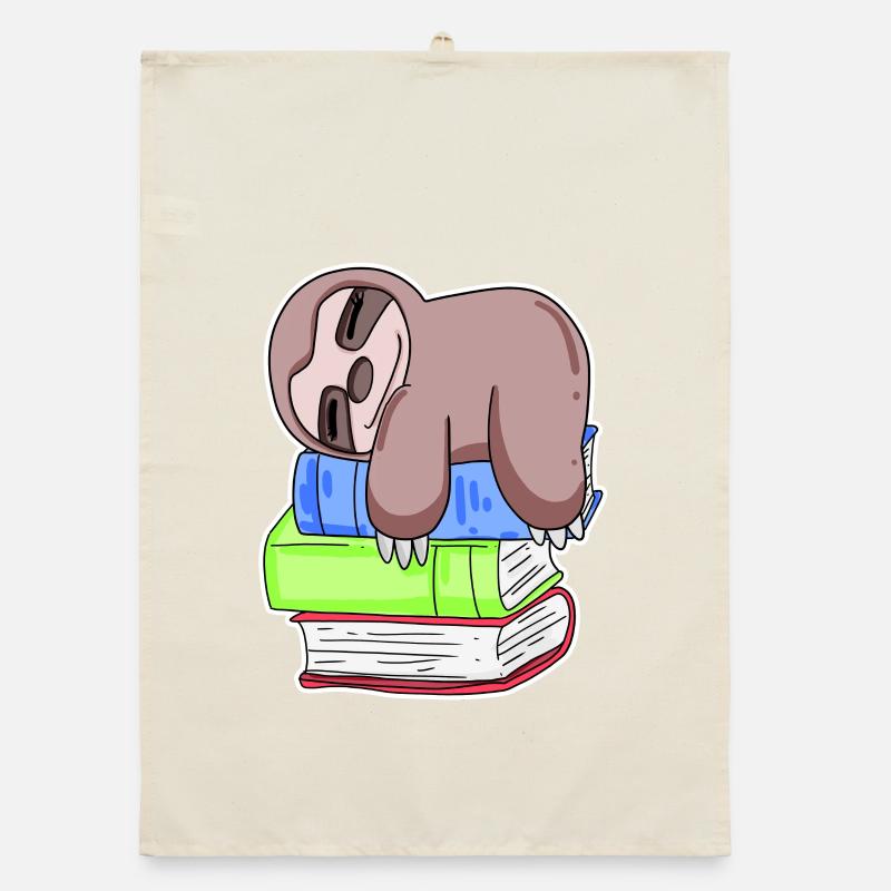 Faultier Buch Bücher Lesen Organic Geschirrtuch