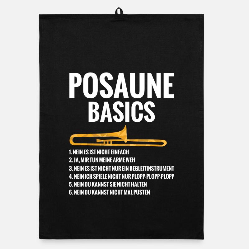 Posaune Basics Regeln Blaskapelle Blasmusik - Organic Geschirrtuch - Schwarz