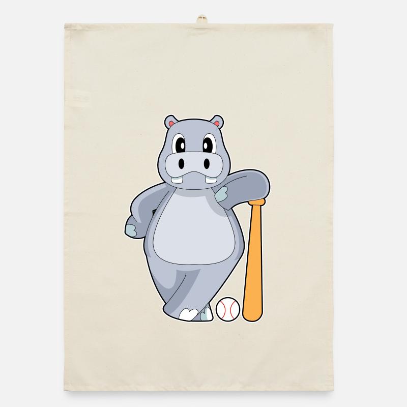 Hippopotamus Baseball Batte de Baseball Torchon bio