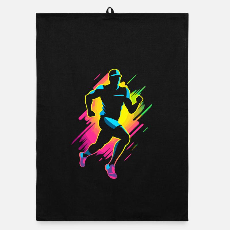 Marathon Runner Comic Look Organic dish towel