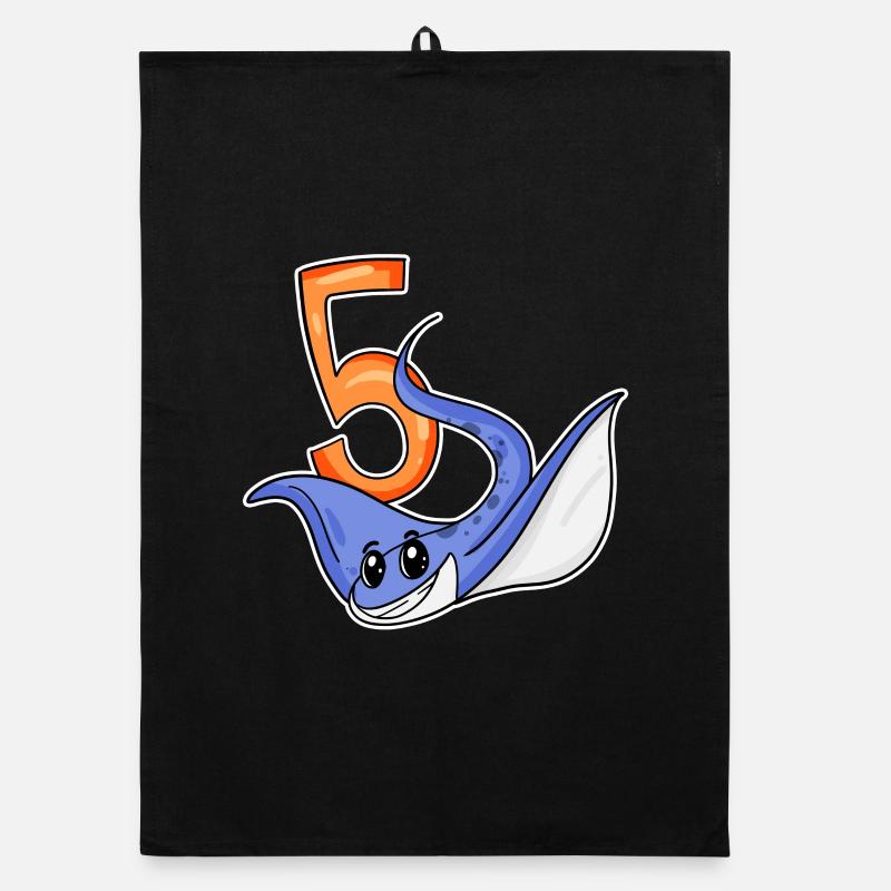 5e anniversaire Motif Stingray - 5 ans Torchon bio