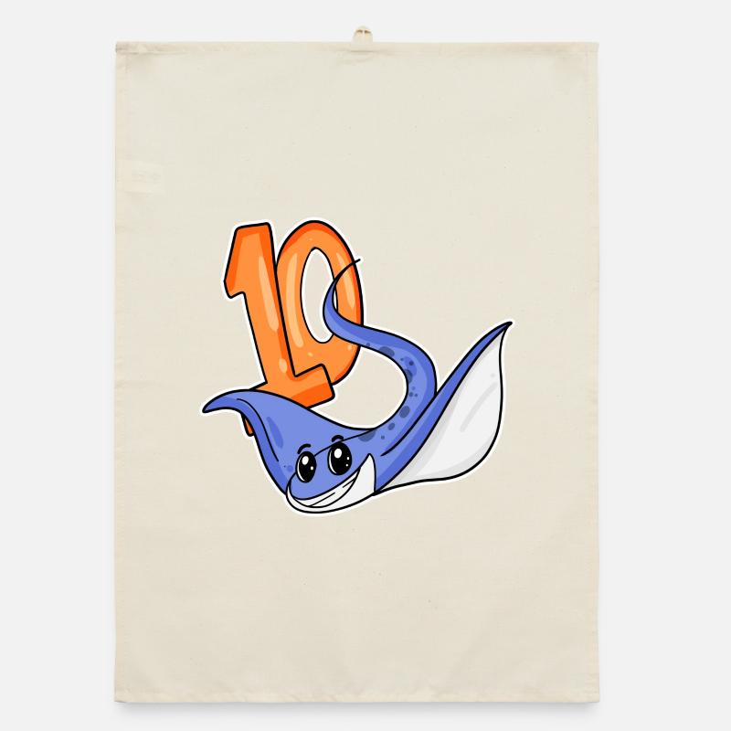 10e anniversaire Motif Stingray - dix - 10 ans Torchon bio