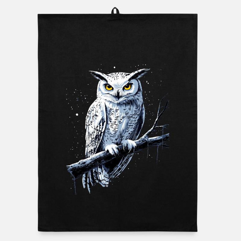 Eule Schleiereule Kauz Uhu Owl Süße Eulen - Organic Geschirrtuch - Schwarz