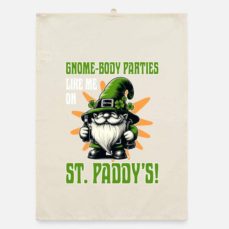Funny Gnome St. Patrick's Day Design Organic dish towel