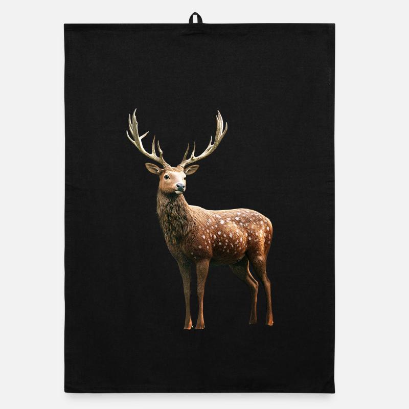 Deer, Antlers, Hunting, Deer, Reindeer, Red Deer, Hunter Organic dish towel
