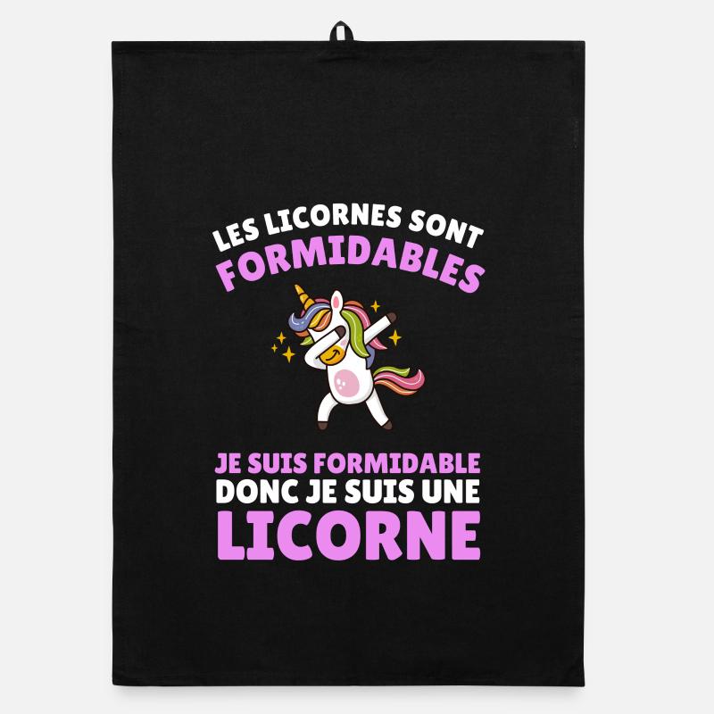 je suis formidable donc je suis une licorne - Torchon bio - noir