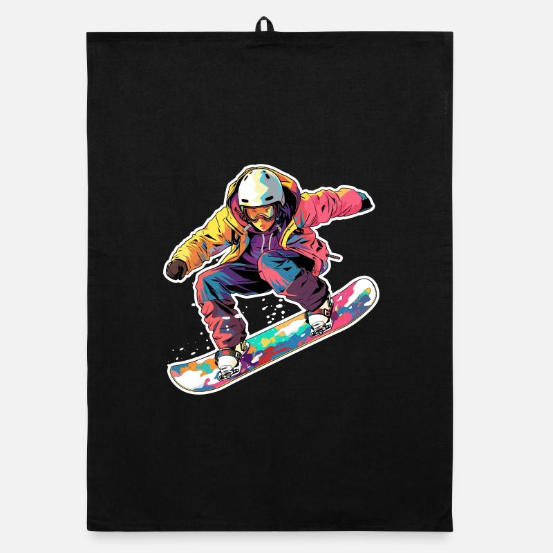 look de dessin animé de snowboarder Torchon bio