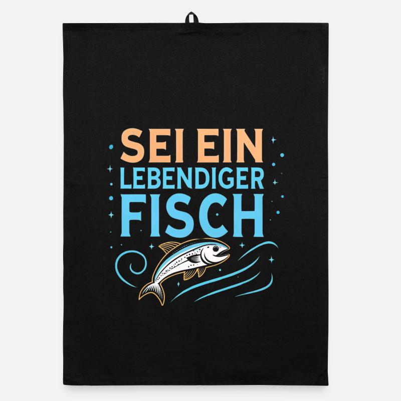 Sei ein lebendiger Fisch Organic Geschirrtuch