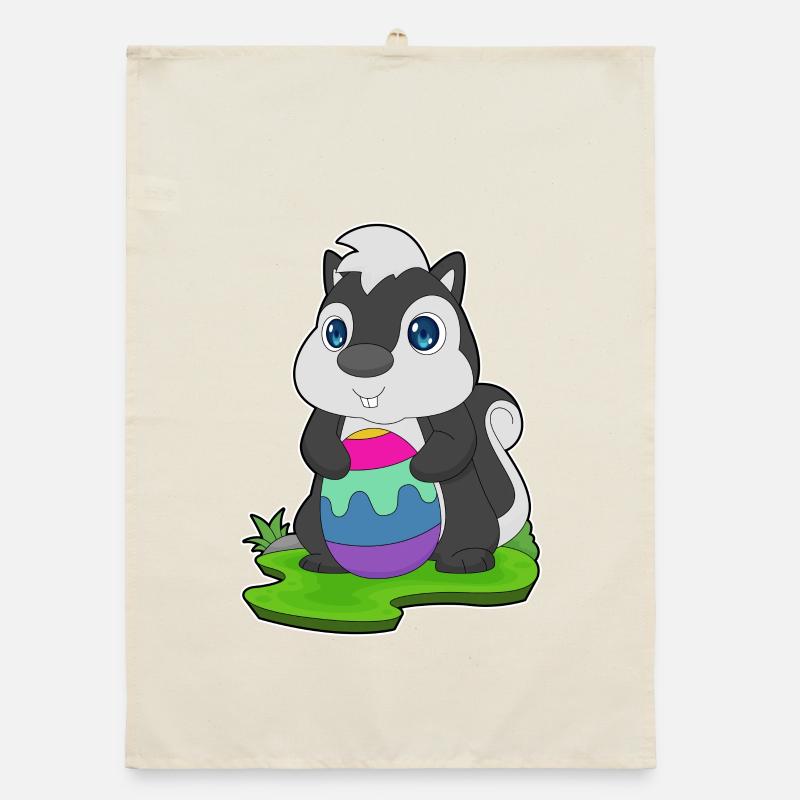 Skunk Easter Easter Egg Organic dish towel