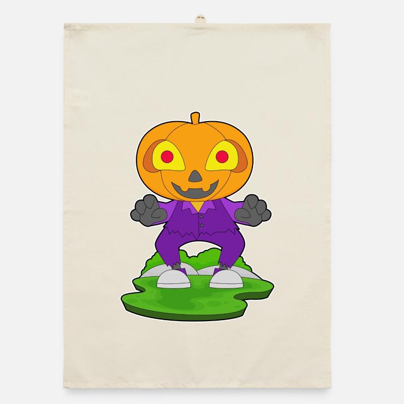 Jack O Lantern Citrouille d’Halloween Torchon bio