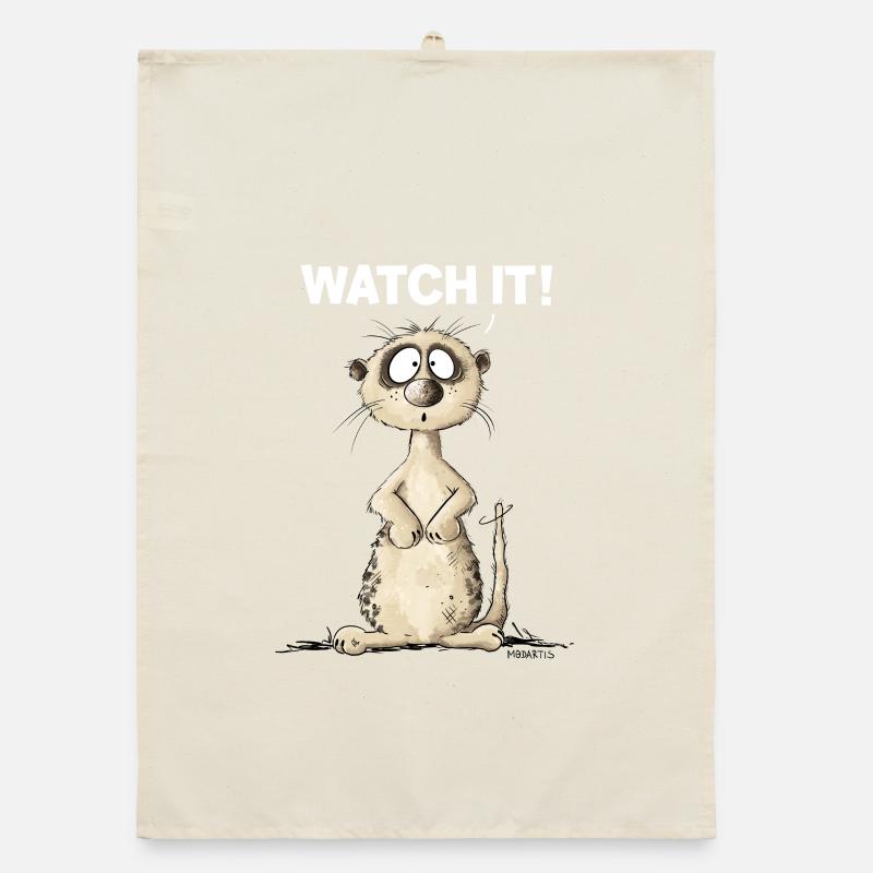 Drolliges Erdmännchen I Watch It Spruch Organic Geschirrtuch