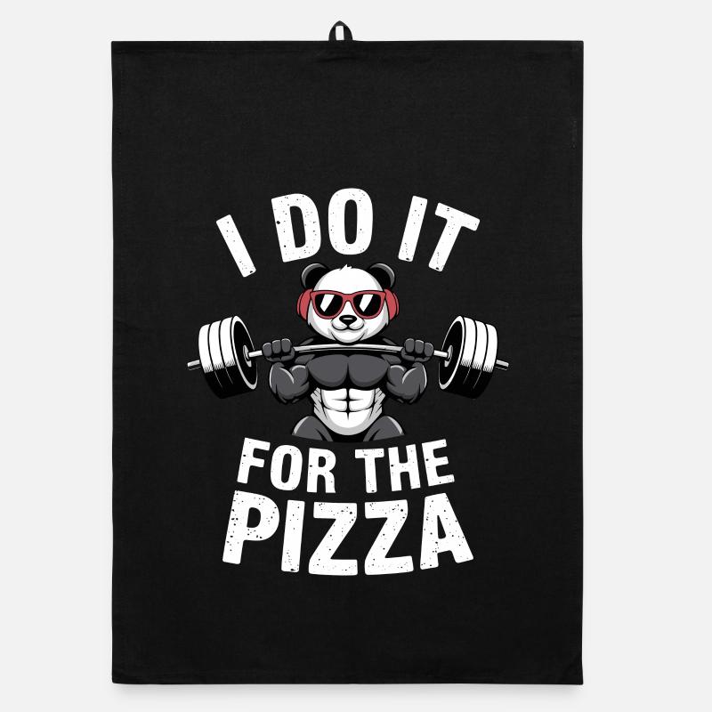 I Do It For The Pizza Barbell Bodybuilder Organic dish towel