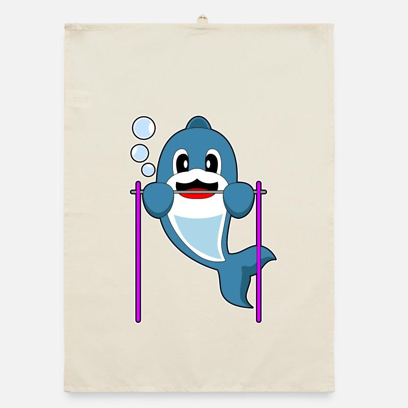 Dolphin Bodybuilder Pull-ups Bodybuilding Organic dish towel