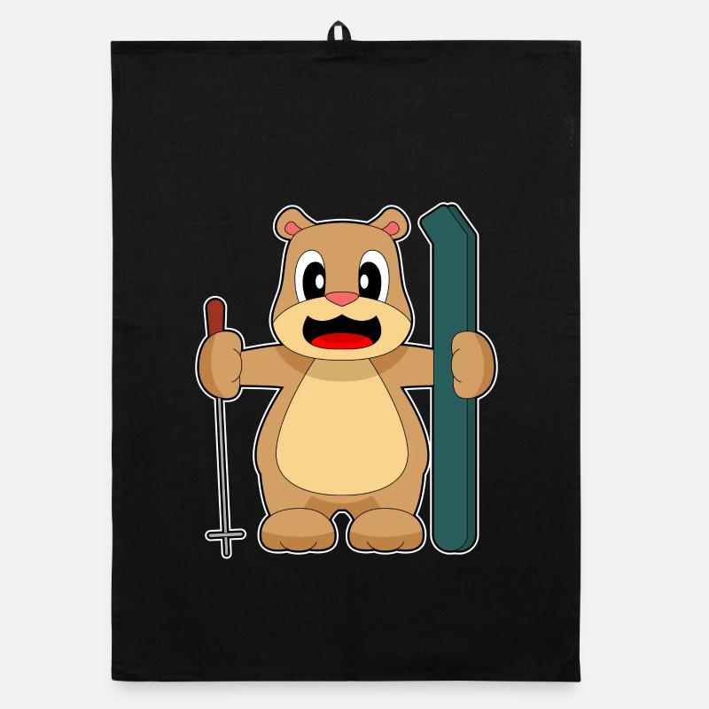 Bear Ski Skier Bâtons de ski Torchon bio