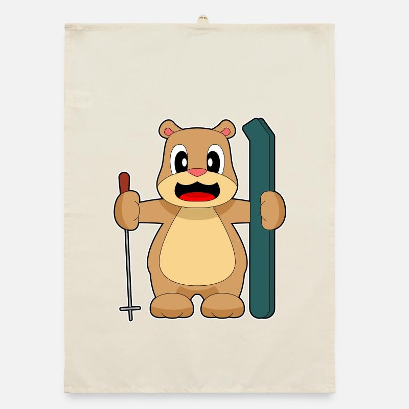 Bear Ski Skier Bâtons de ski Torchon bio