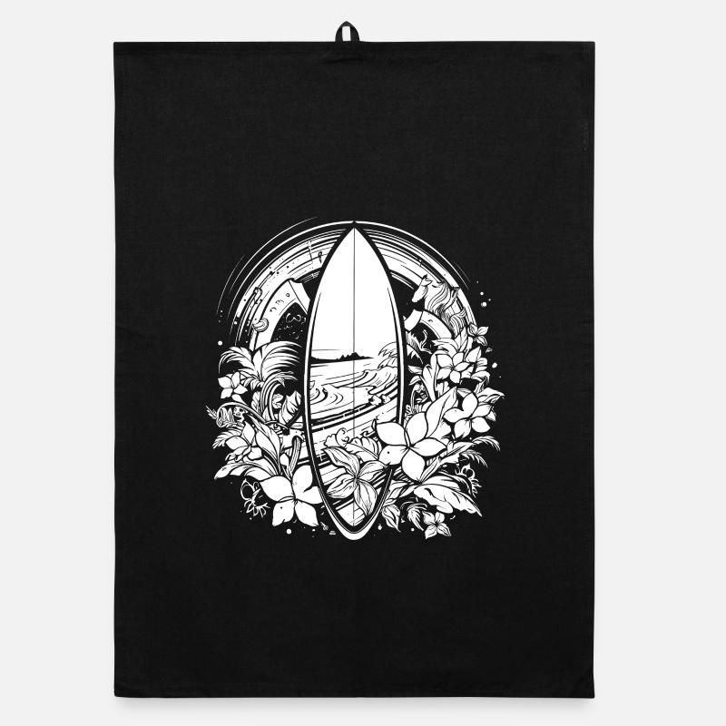 Surfboard Comic Style Organic dish towel