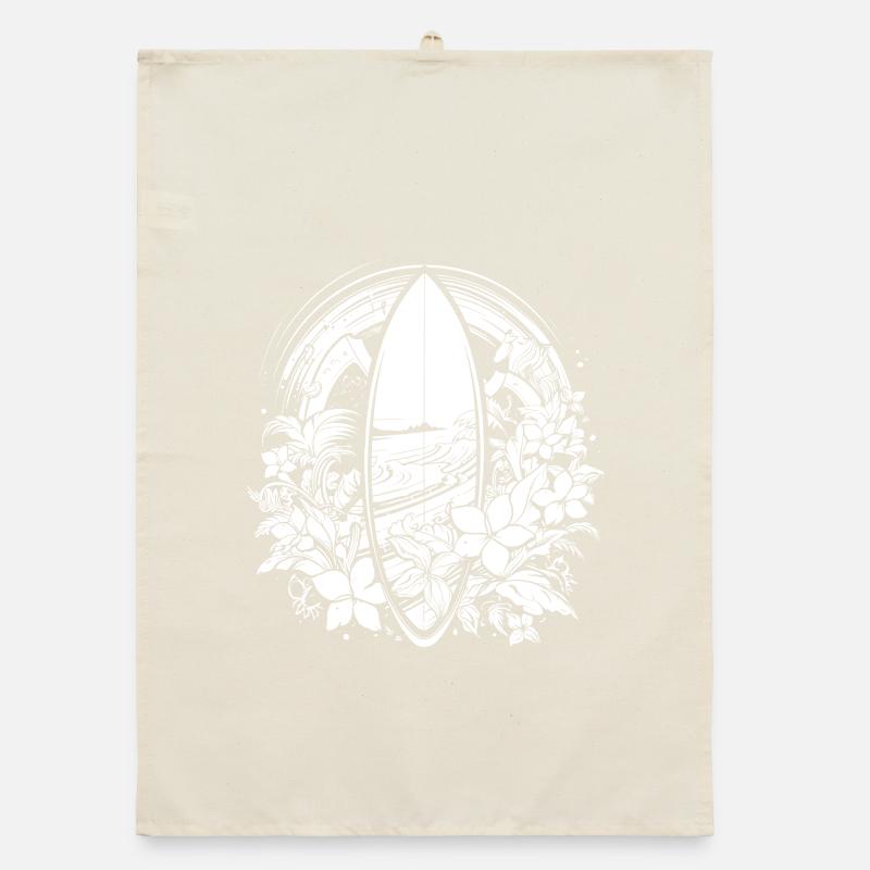 Surfboard Comic Style Organic dish towel
