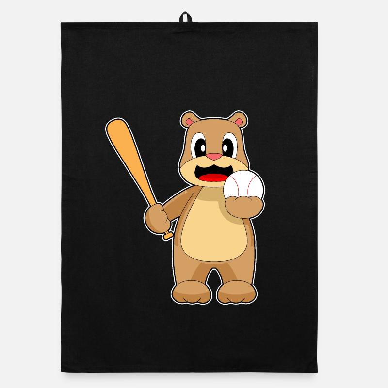Bear Baseball Baseball Bat Organic dish towel