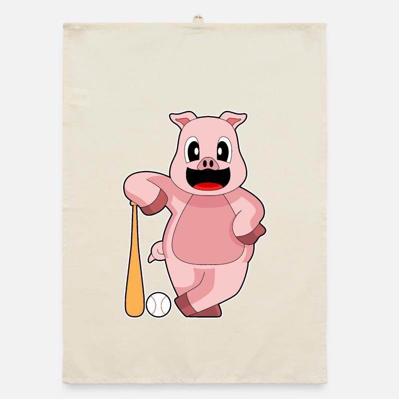 Pig Baseball Batte de baseball Torchon bio