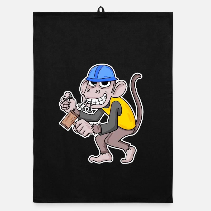 Construction Site Monkey Funny Craftsman Organic dish towel
