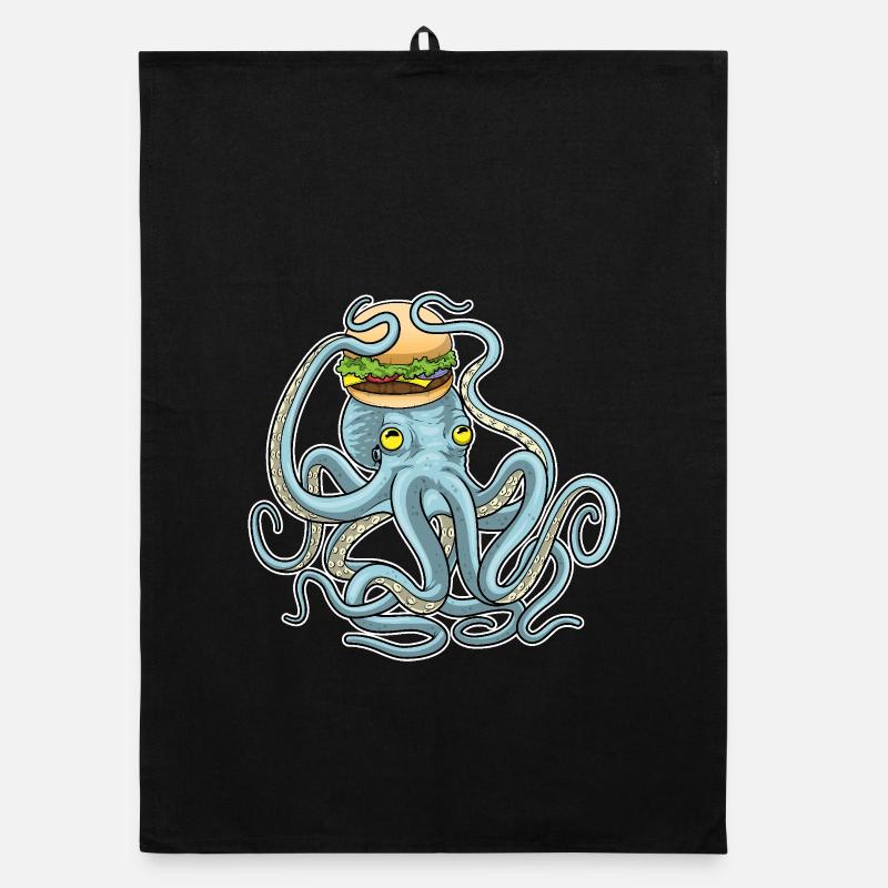 Octopus Cheeseburger Organic dish towel